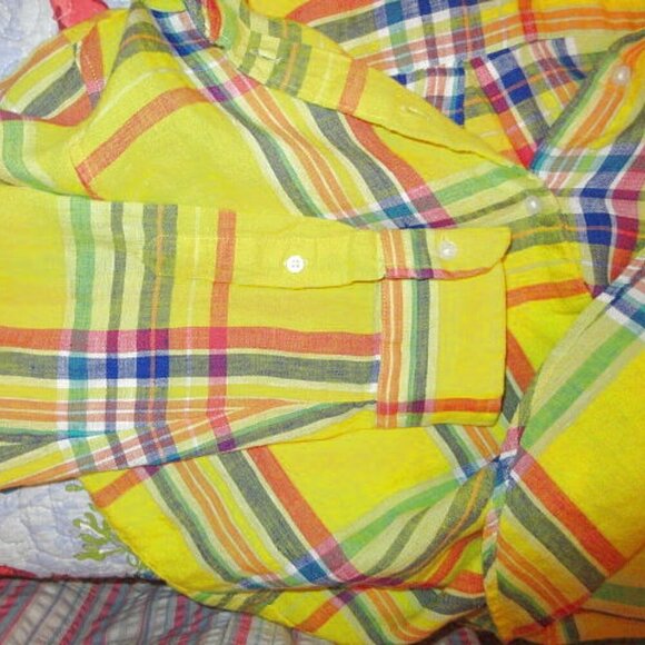 Lauren Ralph Lauren Linen Top Womens Size M Tunic Long Sleeves Coastal Resort - Picture 8 of 12